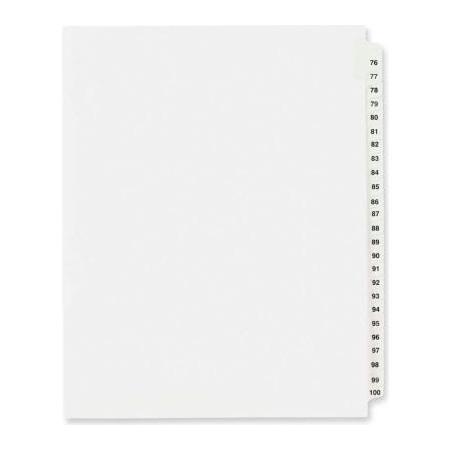 Avery Dennison Avery Side Tab Legal Exhibit Index Divider, 76 to 100, 8.5"x11", 1 Tab/25 Sets, White/White 1333